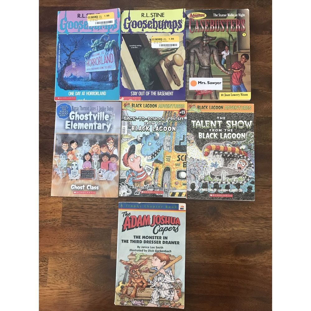 Lot Of 7 Kids Books Black Lagoon ,Goosebumps , Case Busters Paperback book lot